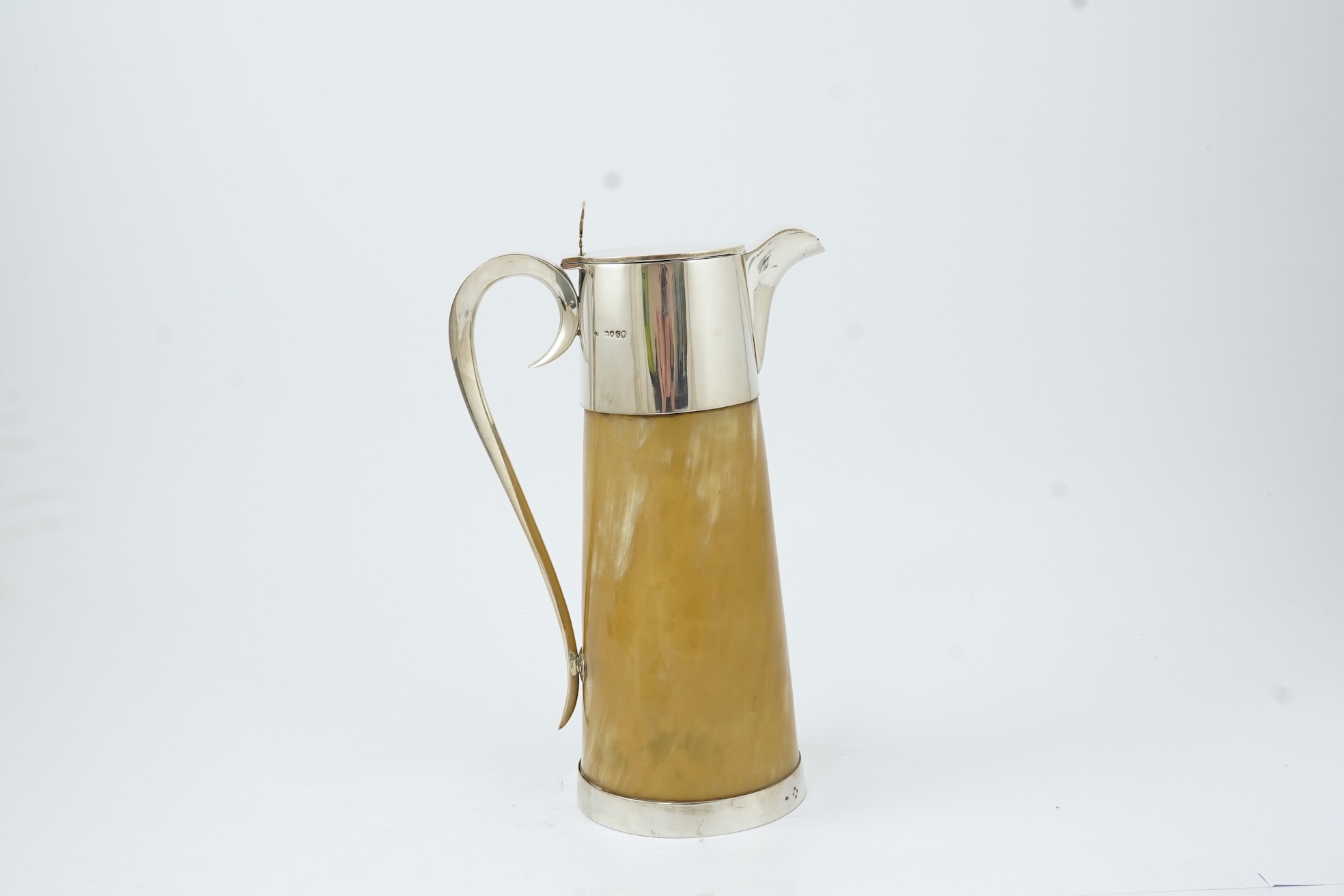 A Victorian silver mounted horn claret jug, by George Adams